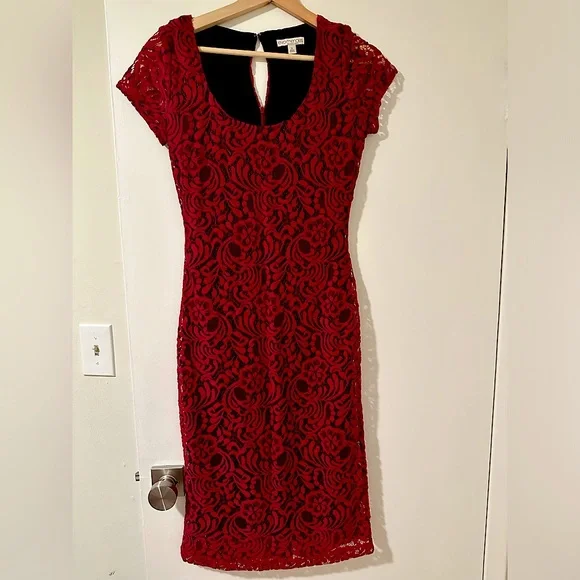 New York & Company | Dresses | Eva Mendez Midi Dress From New York Company  Womens Burgundy And Red Dress | Poshmark